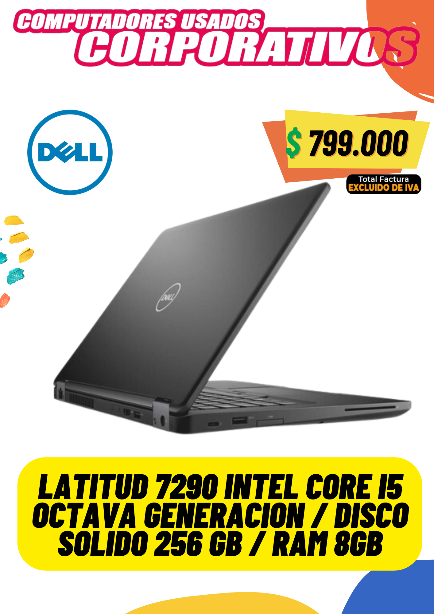 Latitud 7290 Intel core I5 octava